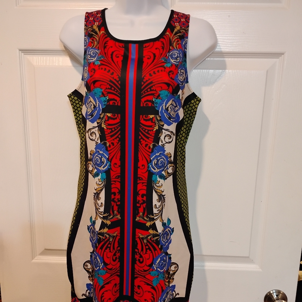 Flying Tomatoe Multicolored Sleeveless Sheath Mini Dress for Night Out